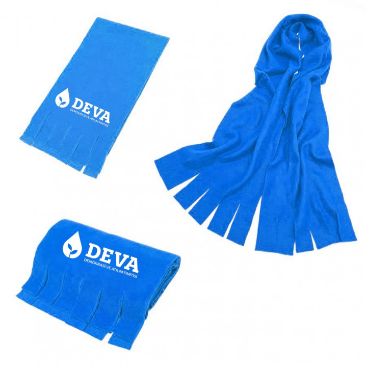 DEVA Partisi Logolu Mavi Polar Atkı